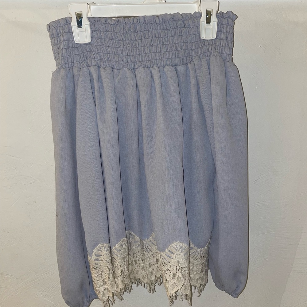 Blue Off the Shoulder Top.